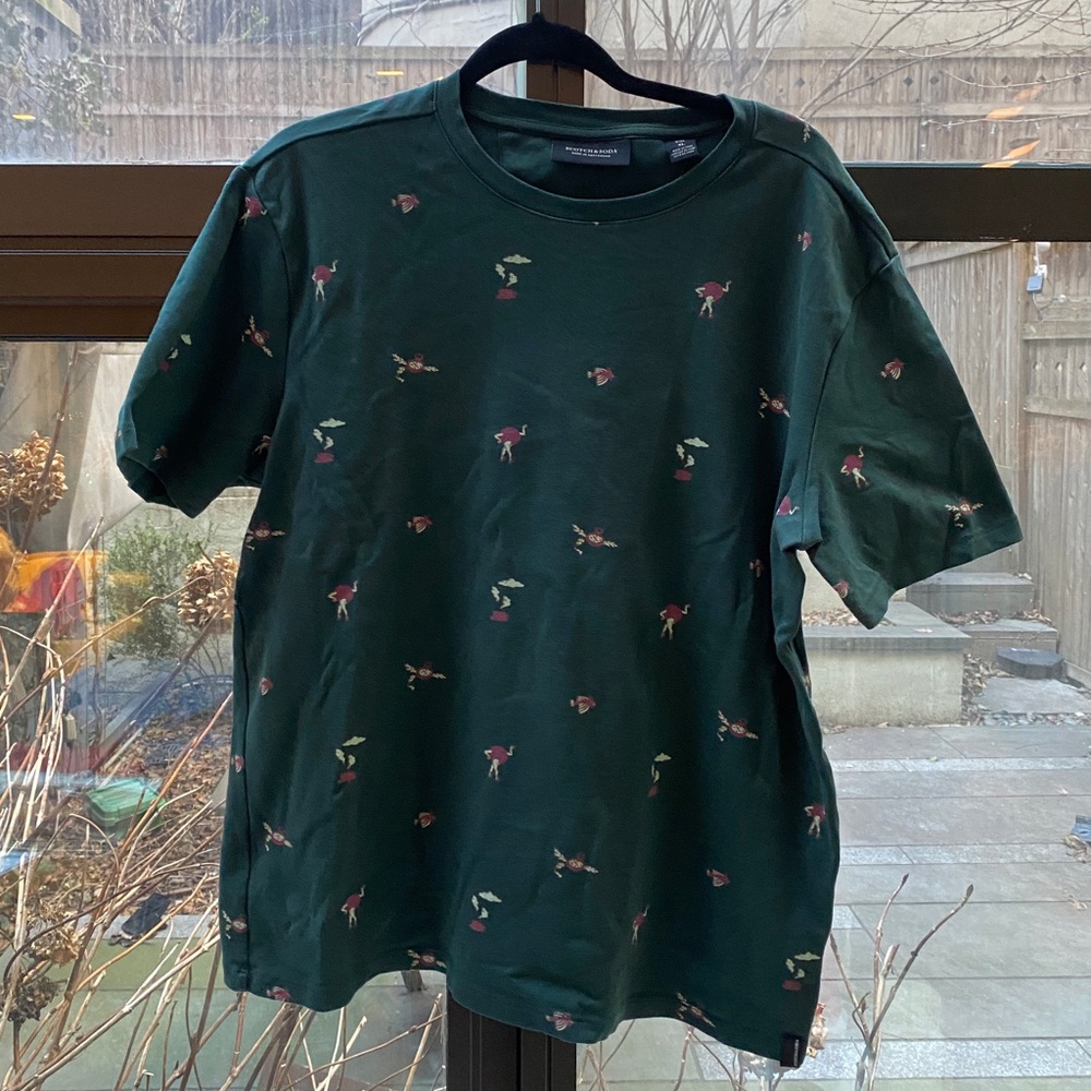 Scotch & Soda Men’s Patterned T-Shirt Size XL in Green